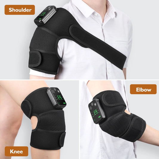 3 In1 Knee Shoulder Elbow Support Brace,Heated Knee Massager,Vibration Heating Pads for Relaxing Knee Shoulder Elbow,Cordless Massage Machine for Men Women